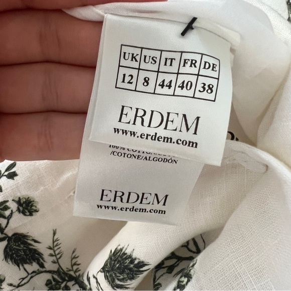 Erdem Women's White Kendrick Pintucked Floral-print Linen Midi Dress - Picture 14 of 15